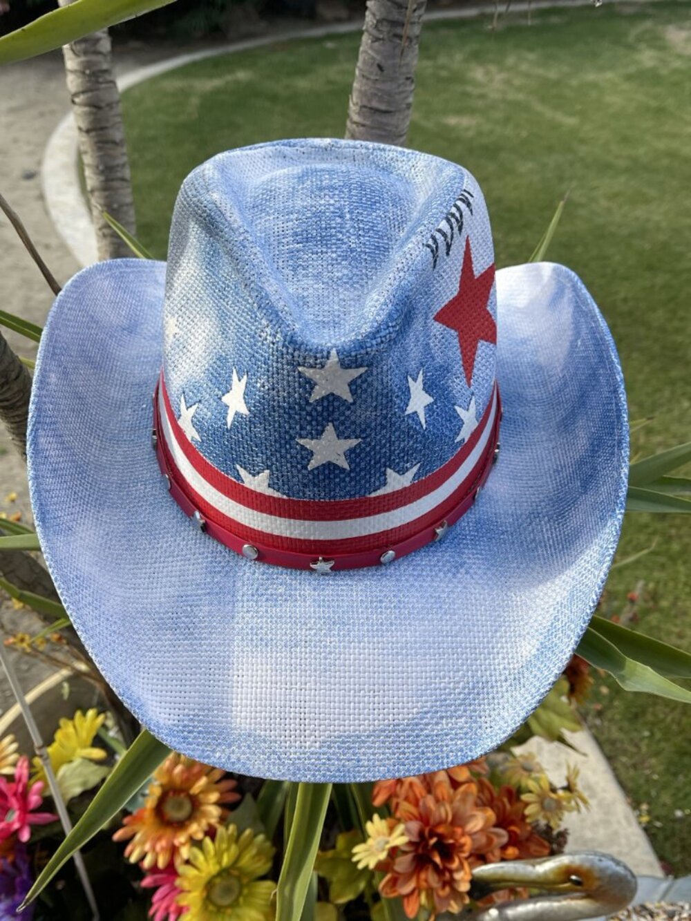 NEW Mirmaru Star Band Patriotic Stars Red White Blue Western Cowboy Hat July 4th - Picture 2 of 9